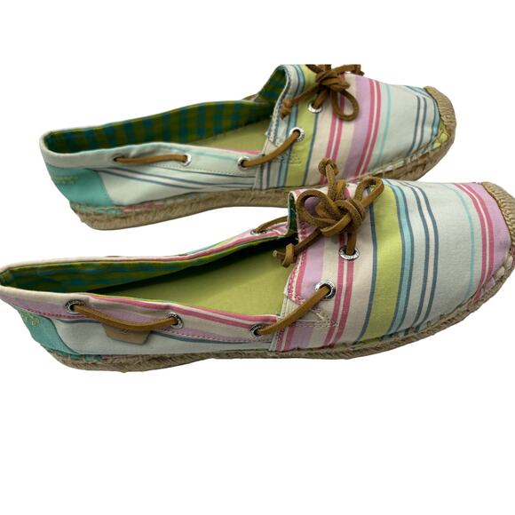 Sperry Katama Top Sider Womens Size 9.5 Green Blue Pink Stripped Espadrilles - Picture 6 of 8